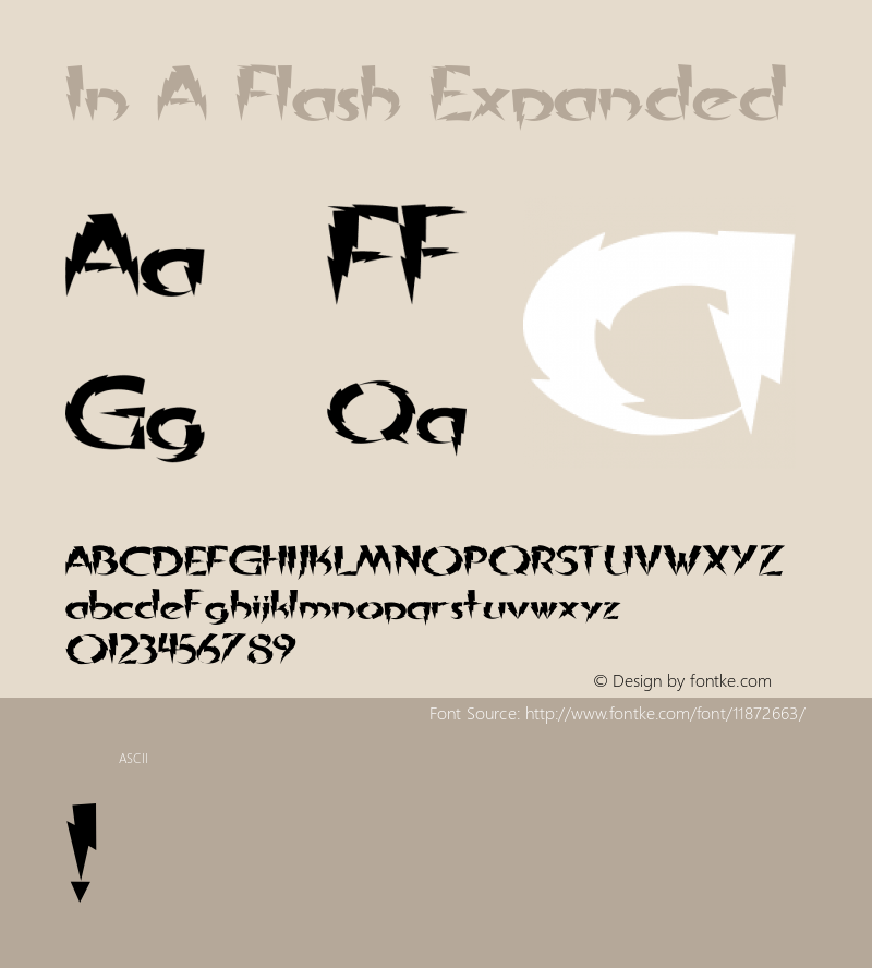 In A Flash Expanded 2002; 1.0, initial release Font Sample