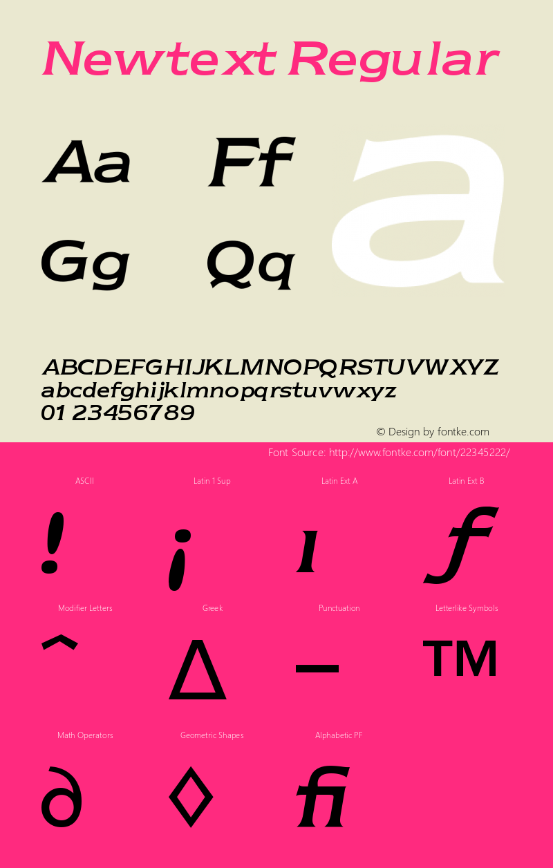 Newtext-BldItlic 4.0 Font Sample