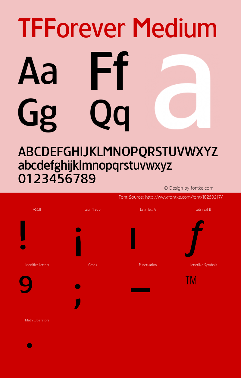 TFForever Medium Version 001.000 Font Sample