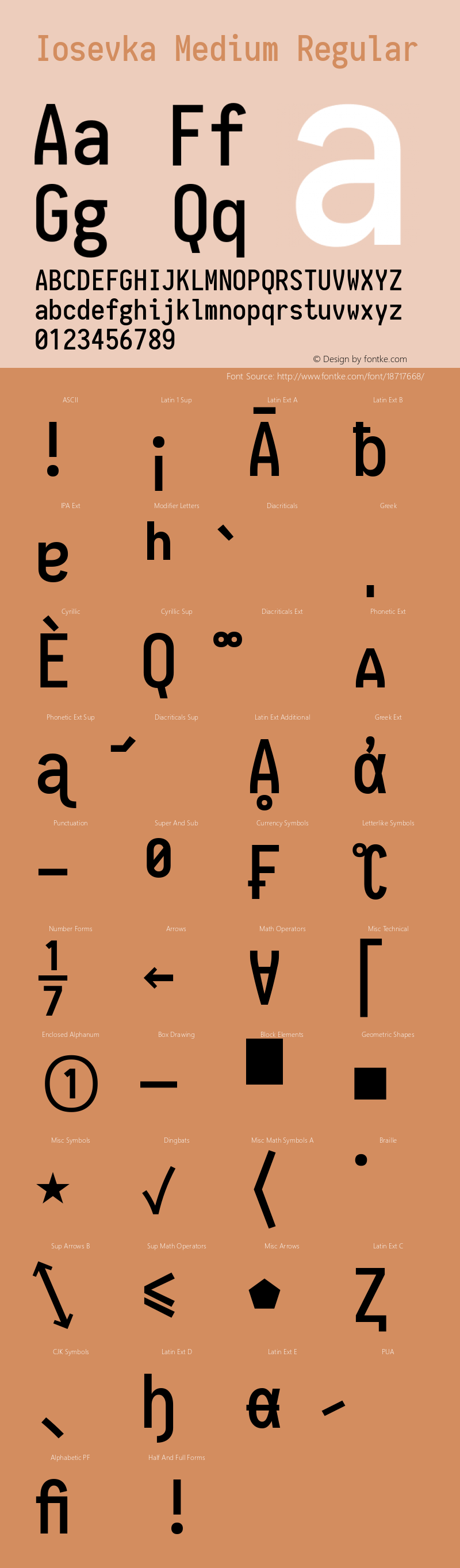 Iosevka Medium Regular 1.10.1 Font Sample