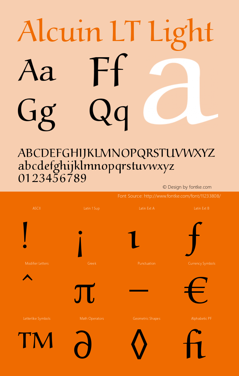 Alcuin LT Light Version 001.000 Font Sample