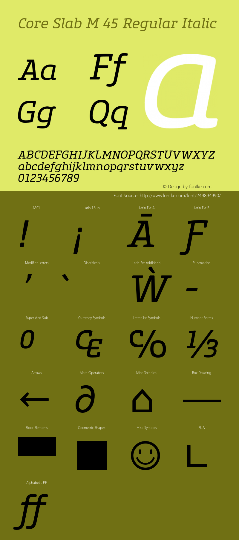 Core Slab M 45 Regular Italic Version 1.000图片样张