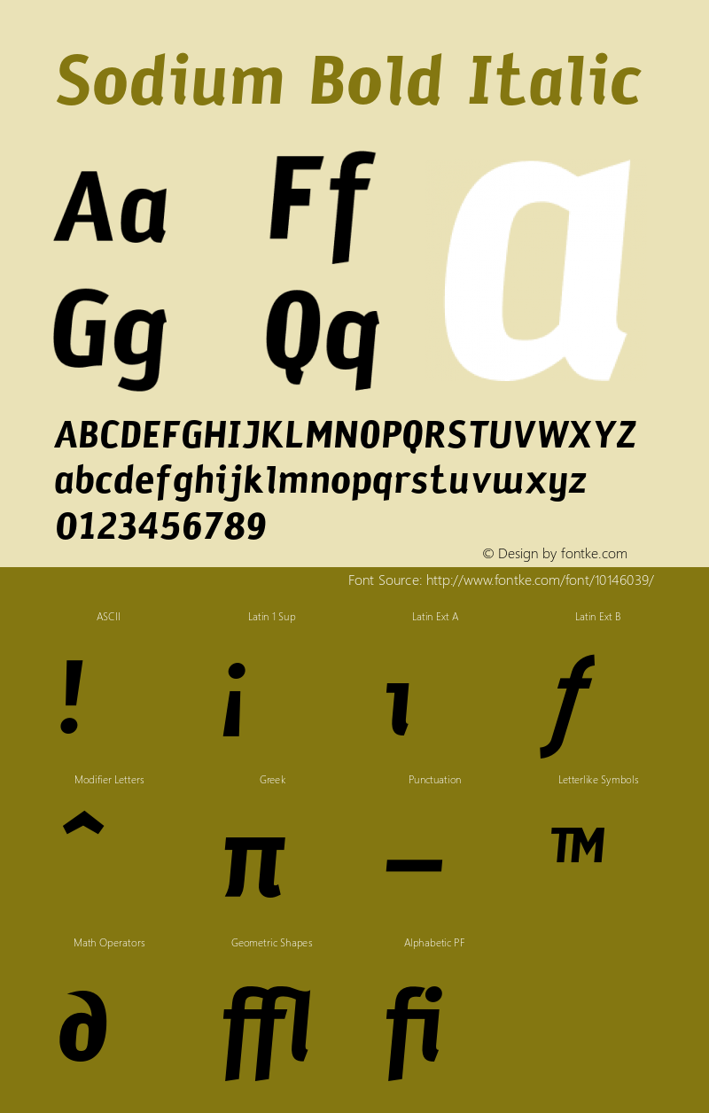 Sodium Bold Italic Version 1.000;PS 001.000;hotconv 1.0.38 Font Sample