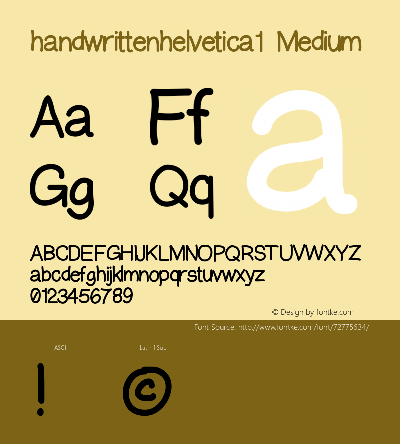 handwrittenhelvetica1 Version 001.000 Font Sample