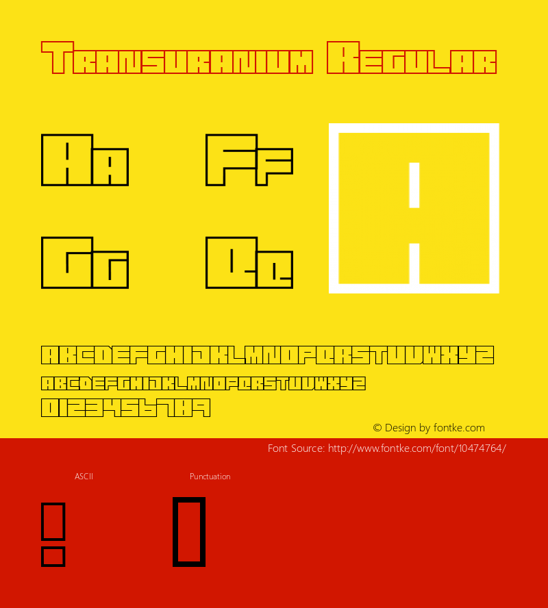 Transuranium Regular v1.0 - 09 June 01 Font Sample