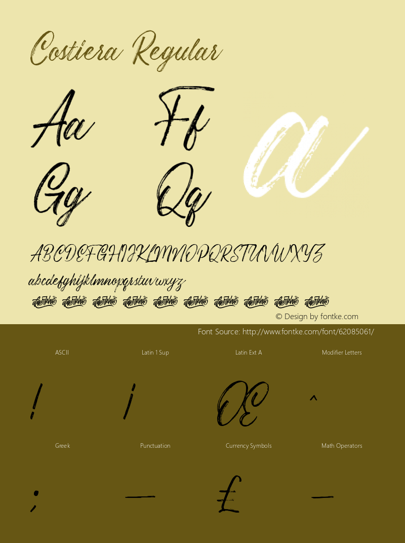 Costiera Version 1.00;April 19, 2020;FontCreator 13.0.0.2630 64-bit Font Sample