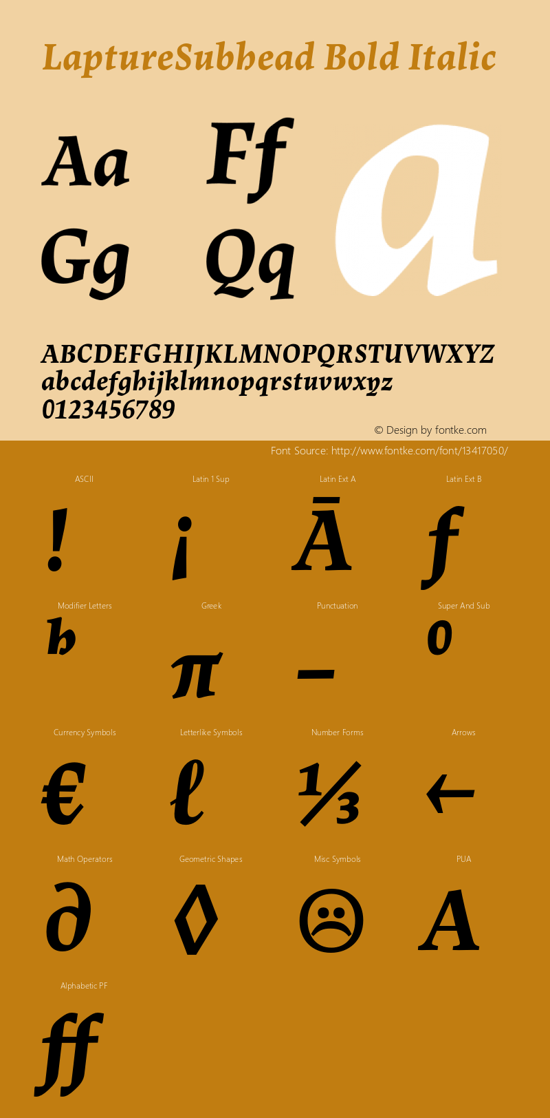 LaptureSubhead Bold Italic Version 1.001;PS 001.000;hotconv 1.0.38;makeotf.lib1.6.5960 Font Sample