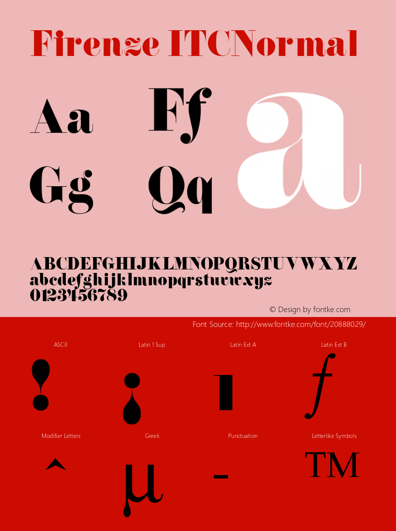 Firenze ITCNormal Macromedia Fontographer 4.1 6/6/96 Font Sample