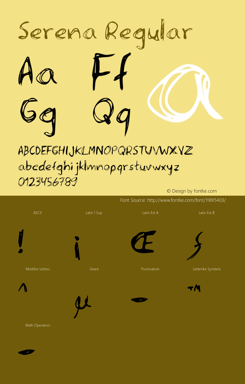 Serena Regular Version 2.00 Font Sample