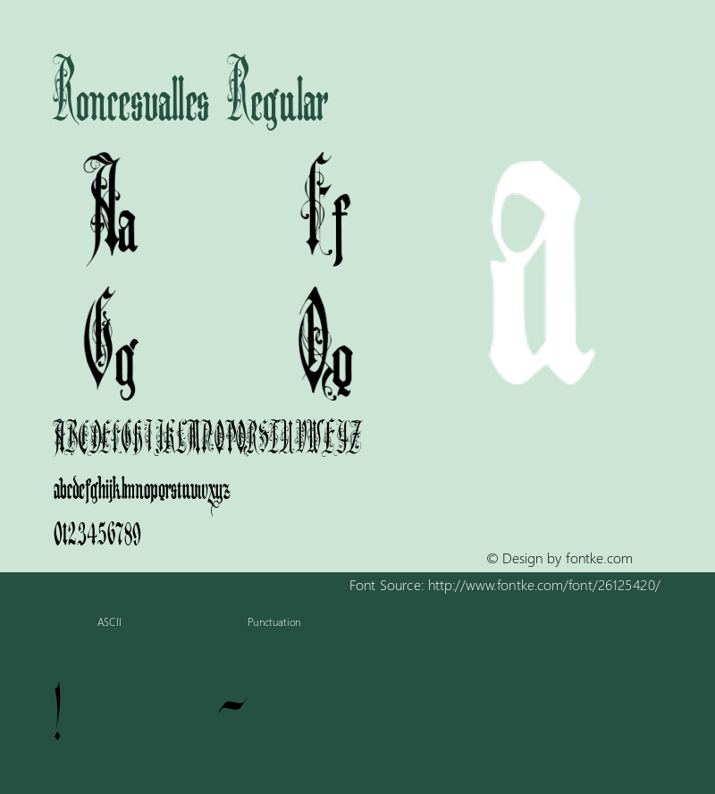 Roncesvalles Macromedia Fontographer 4.1.4 11/7/03 Font Sample
