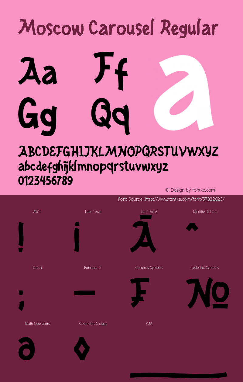 Moscow Carousel Version 1.00;February 18, 2020;FontCreator 11.5.0.2422 64-bit Font Sample