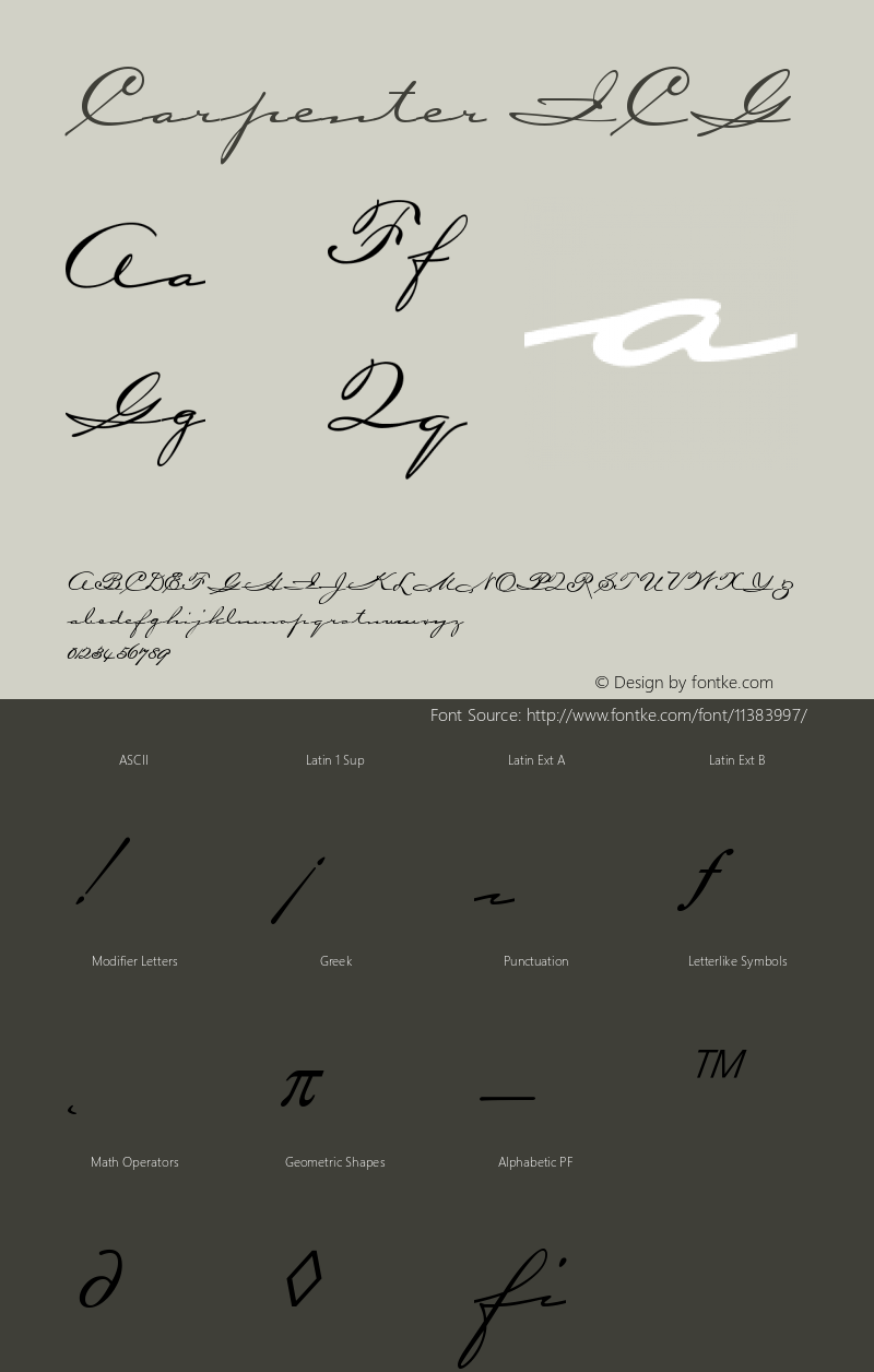 Carpenter ICG Version 001.000 Font Sample