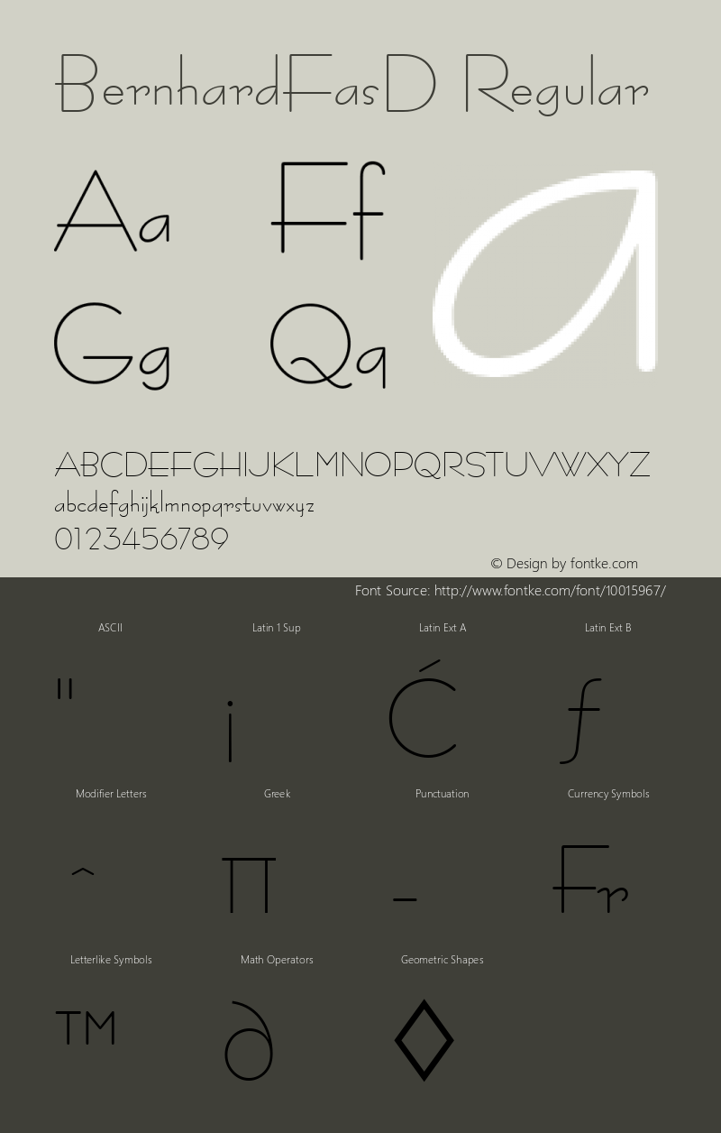 BernhardFasD Regular Version 001.005 Font Sample