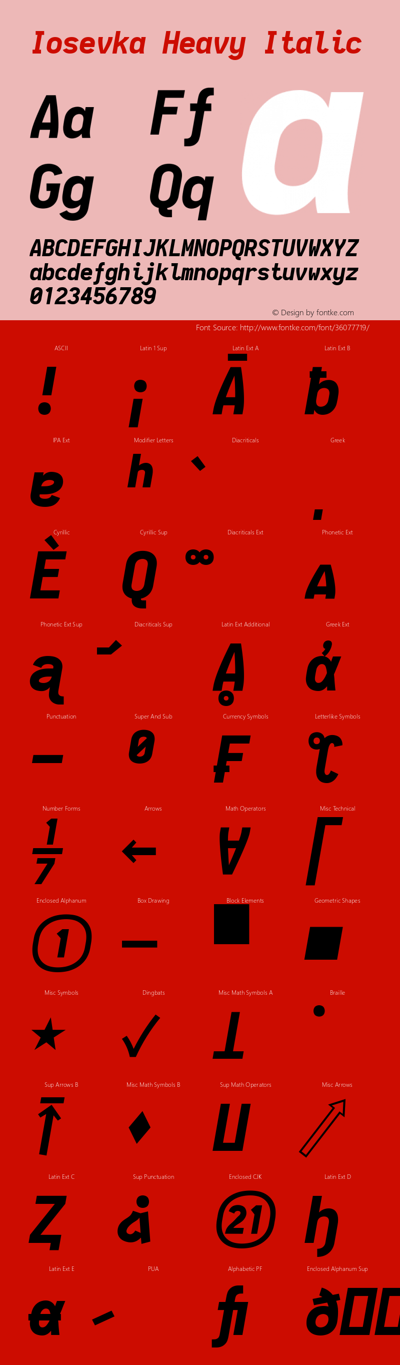 Iosevka Heavy Italic 2.2.1 Font Sample