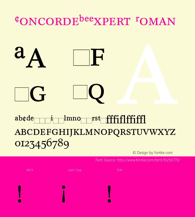 ConcordeBEExpert Roman Version 1.00 Font Sample