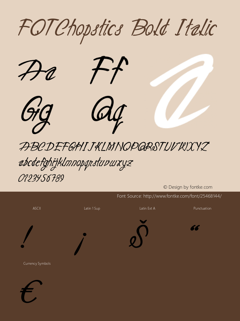 FOTChopstics-BoldItalic Version 1.000 Font Sample