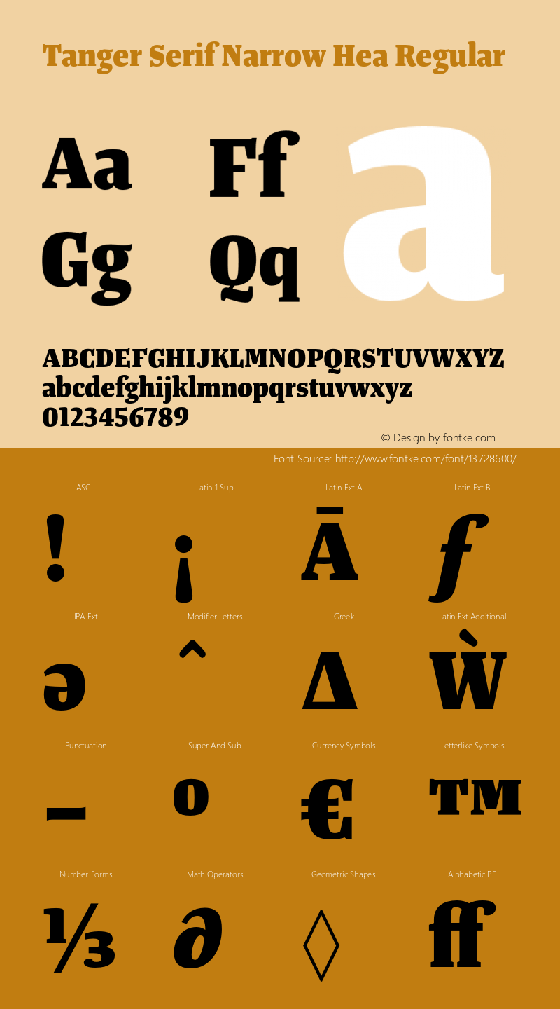 Tanger Serif Narrow Hea Regular Version 3.000 Font Sample