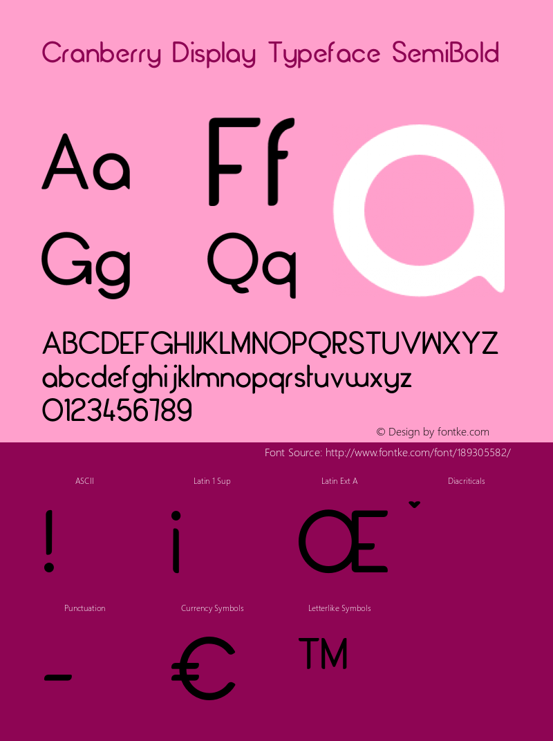 Cranberry Display Typeface SemiBold Version 1.000;hotconv 1.0.109;makeotfexe 2.5.65596图片样张