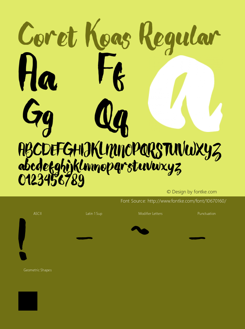 Coret Koas Regular 1.000 Font Sample