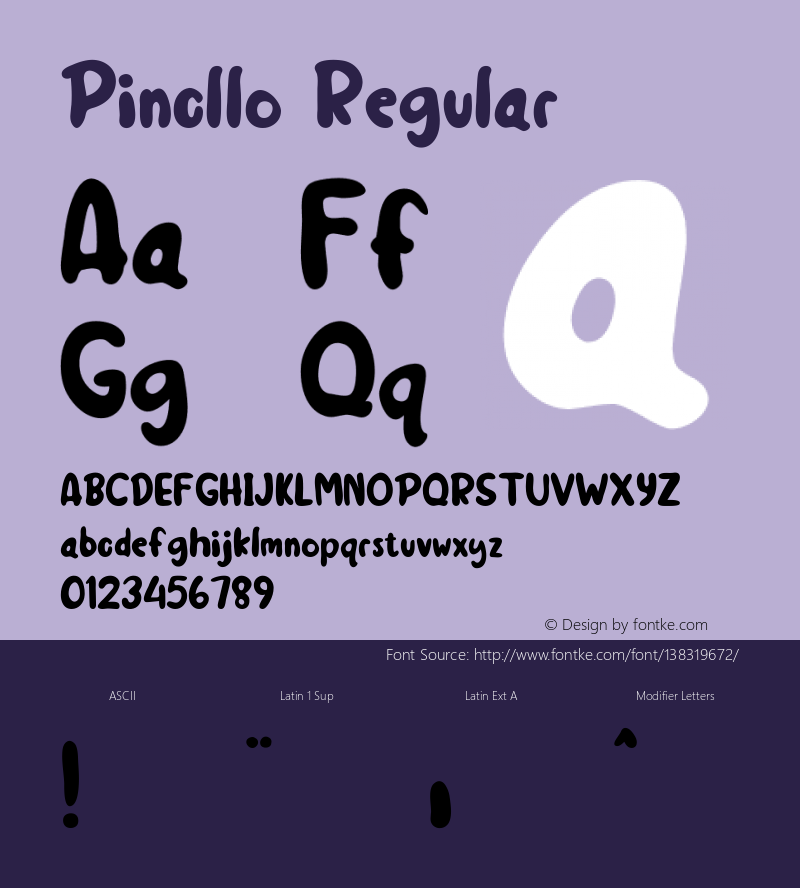 Pincllo Version 001.000 Font Sample