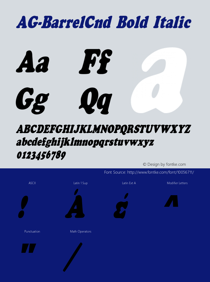 AG-BarrelCnd Bold Italic 1.0 Fri Sep 02 17:02:31 1994 Font Sample