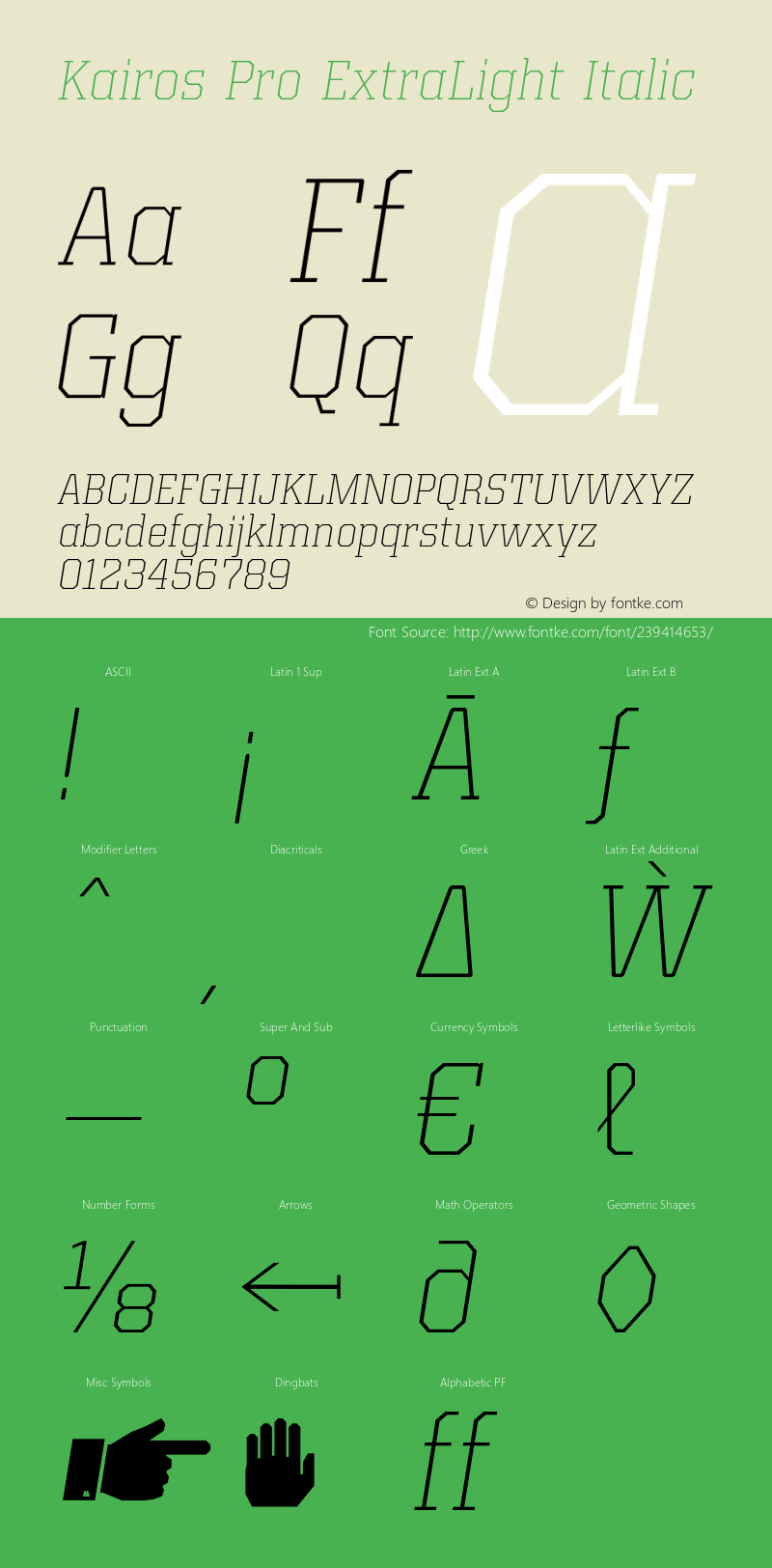 Kairos Pro ExtraLight Italic Version 1.00图片样张