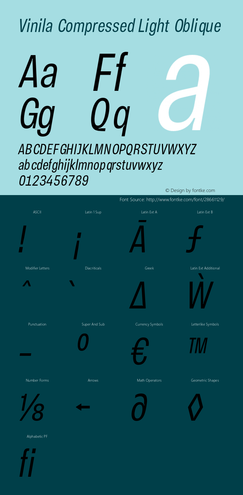 VinilaCompressed-LightObl Version 1.000 | wf-rip DC20190215 Font Sample