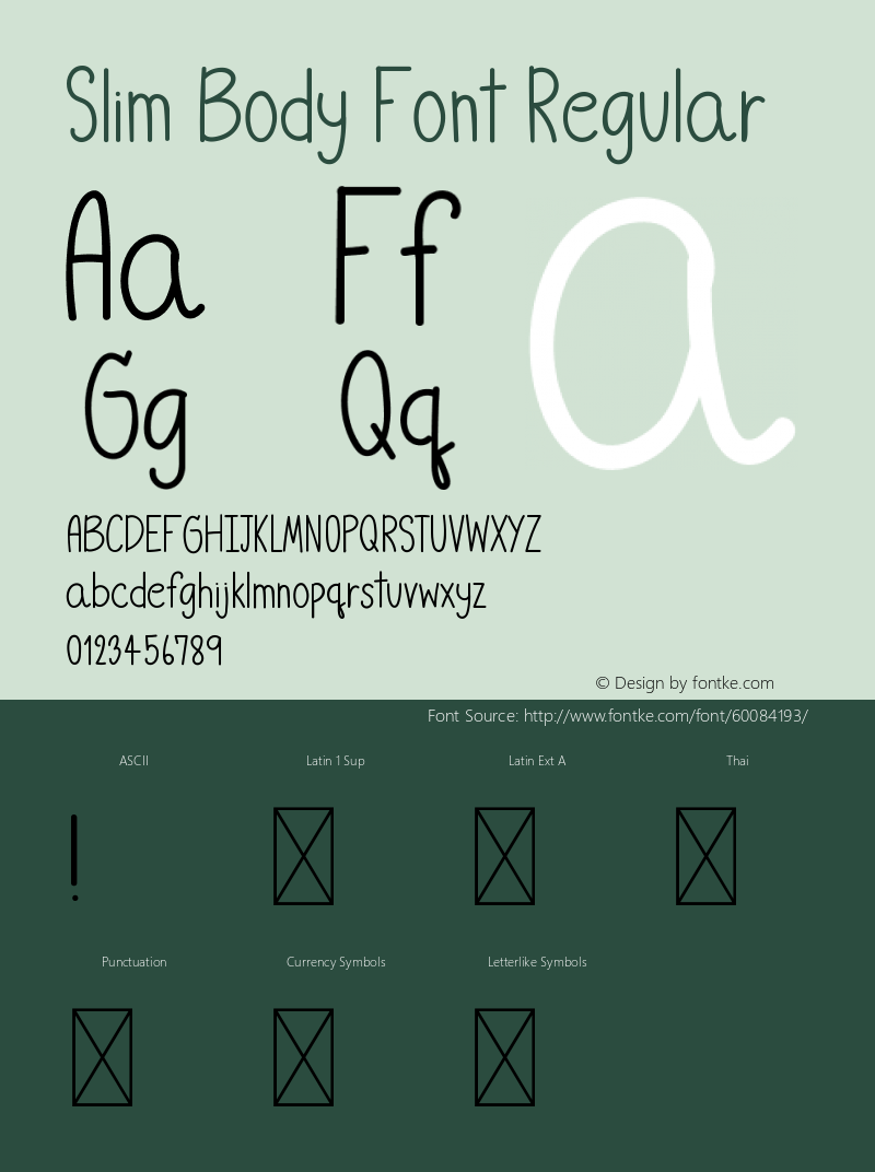 Slim Body Font Version 1.001;Fontself Maker 3.5.1 Font Sample