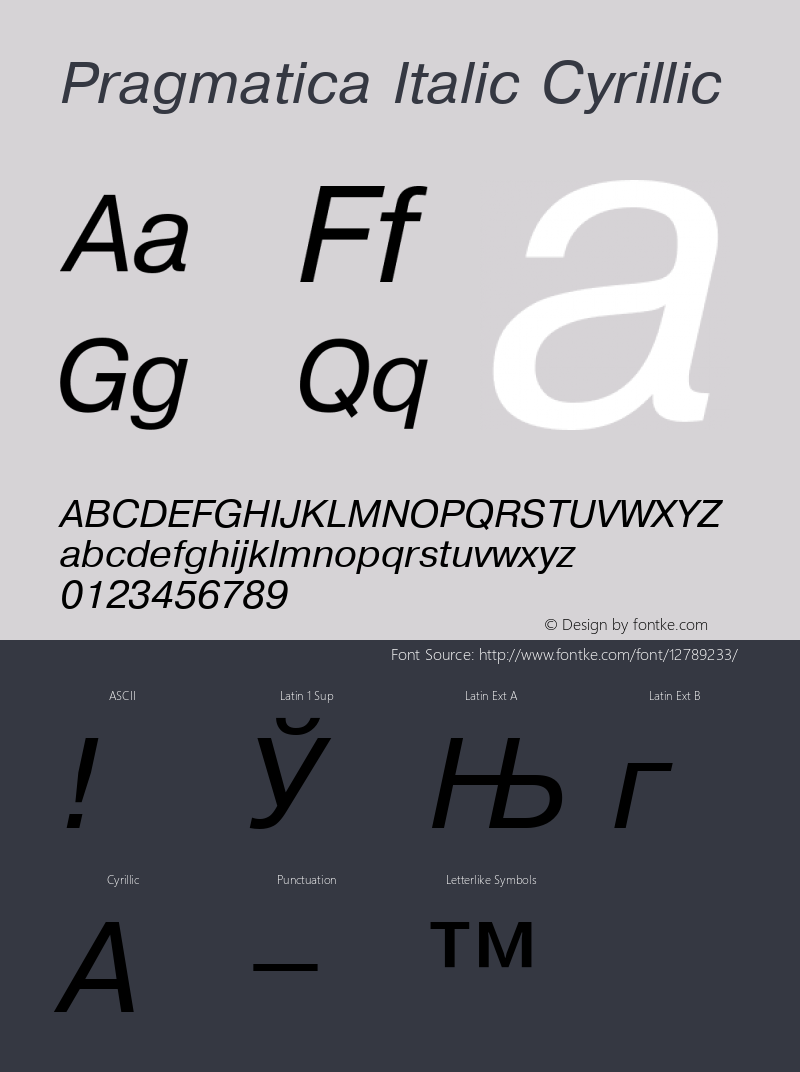 Pragmatica Italic Cyrillic 001.000 Font Sample