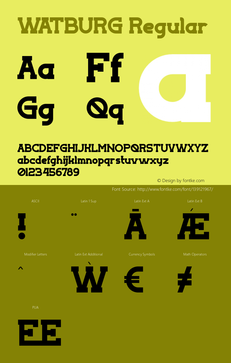 WATBURG Version 1.000 Font Sample