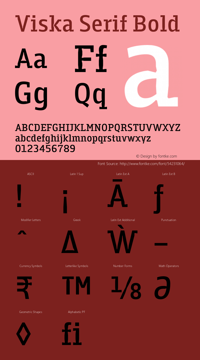 Viska Serif Bold Version 1.001;PS 001.001;hotconv 1.0.70;makeotf.lib2.5.58329 Font Sample