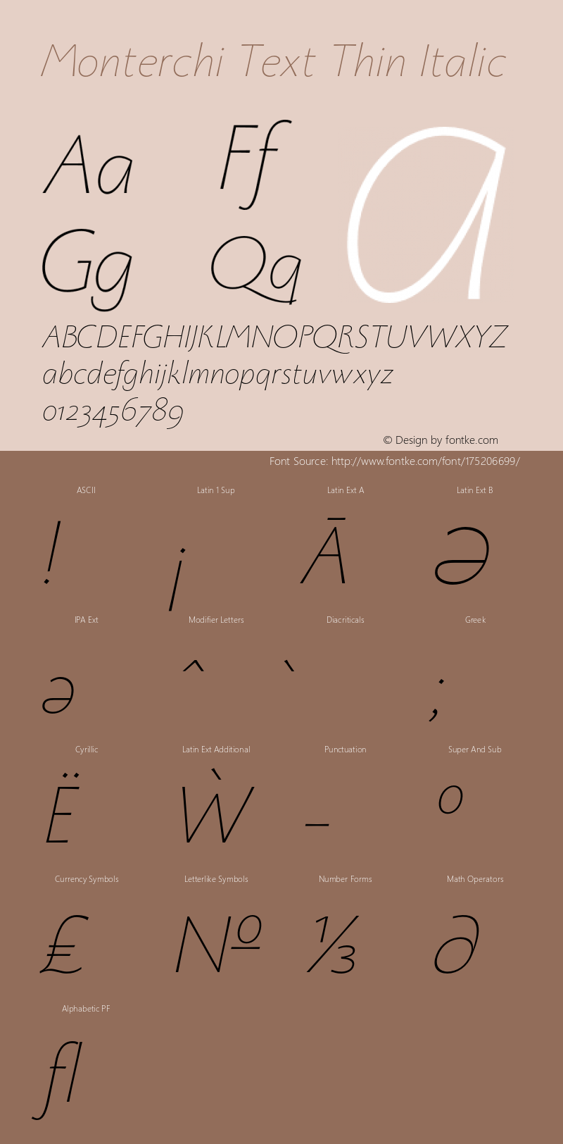 Monterchi Text Thin Italic Version 1.008;hotconv 1.0.109;makeotfexe 2.5.65596图片样张