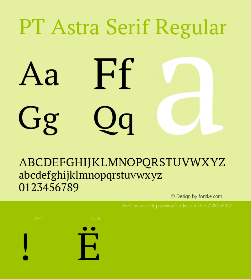 PT Astra Serif Regular Version 1.001; ttfautohint (v1.4.1) Font Sample