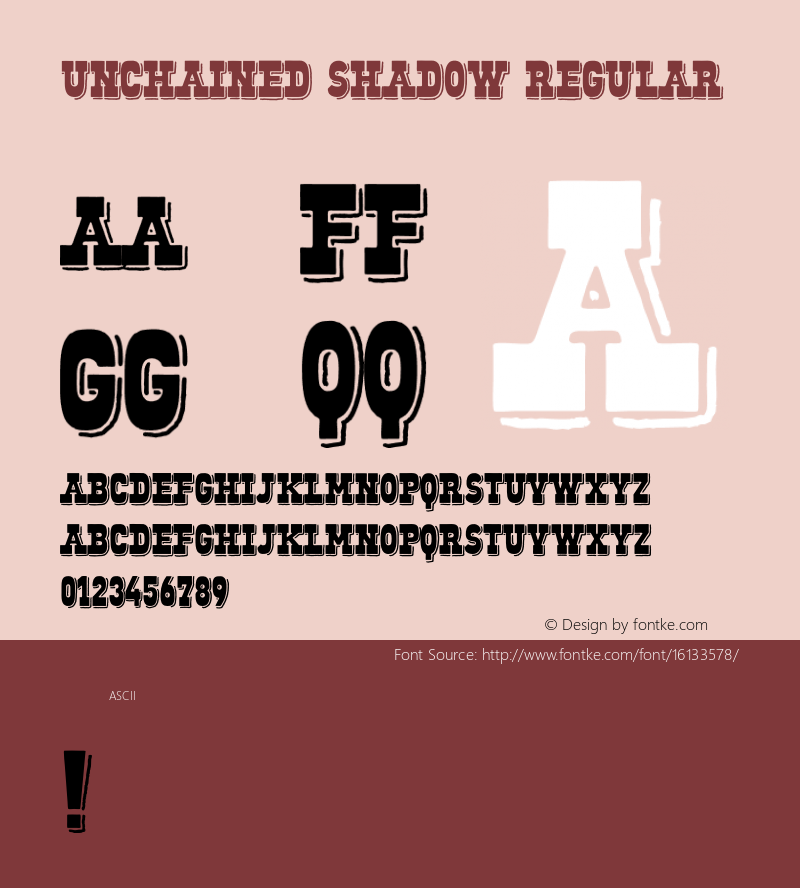 Unchained Shadow Regular Version 1.000;PS 001.000;hotconv 1.0.70;makeotf.lib2.5.58329 DEVELOPMENT Font Sample