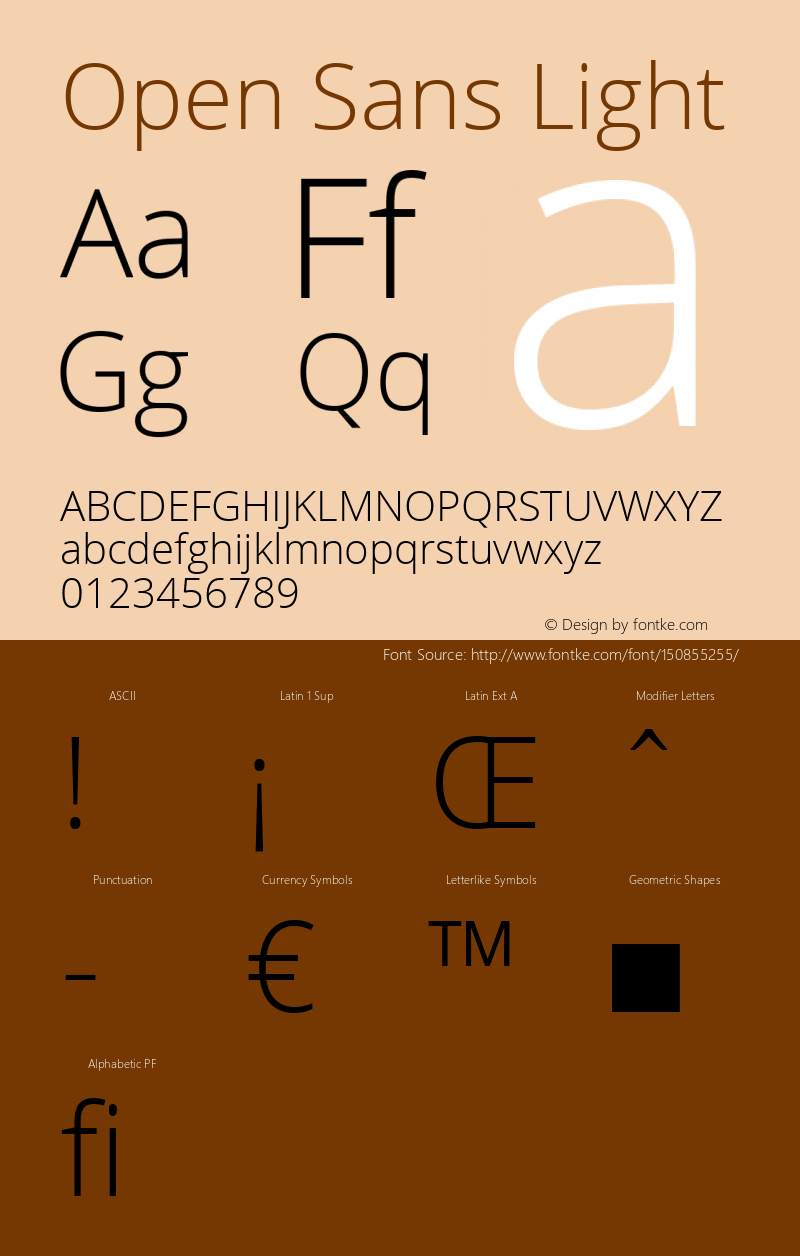 Open Sans Light Regular Version 1.10 Font Sample