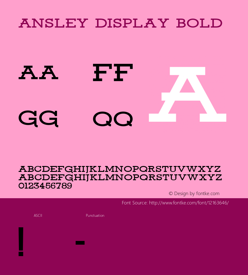 Ansley Display Bold Unknown Font Sample