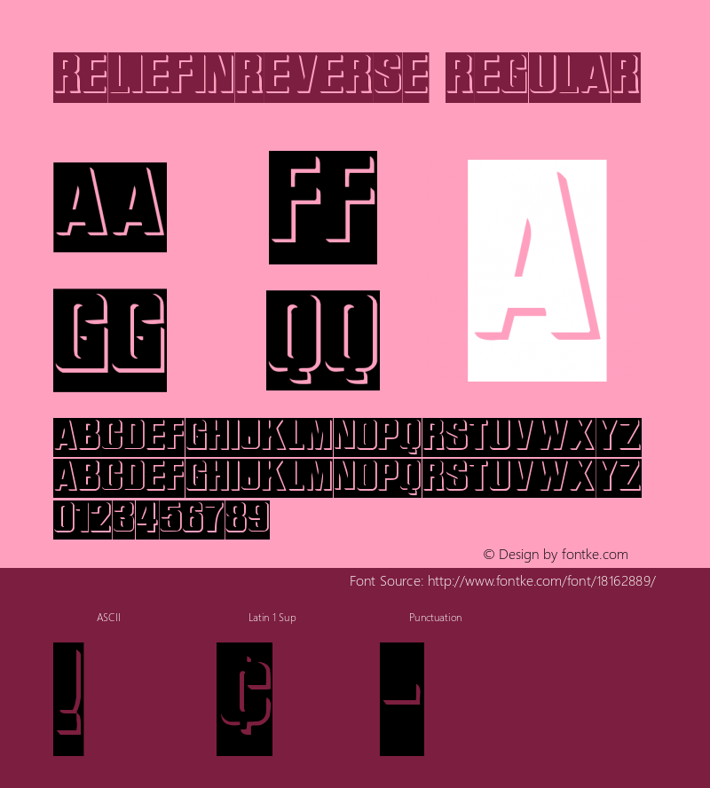 ReliefInReverse Regular Version Altsys Fontographer Font Sample