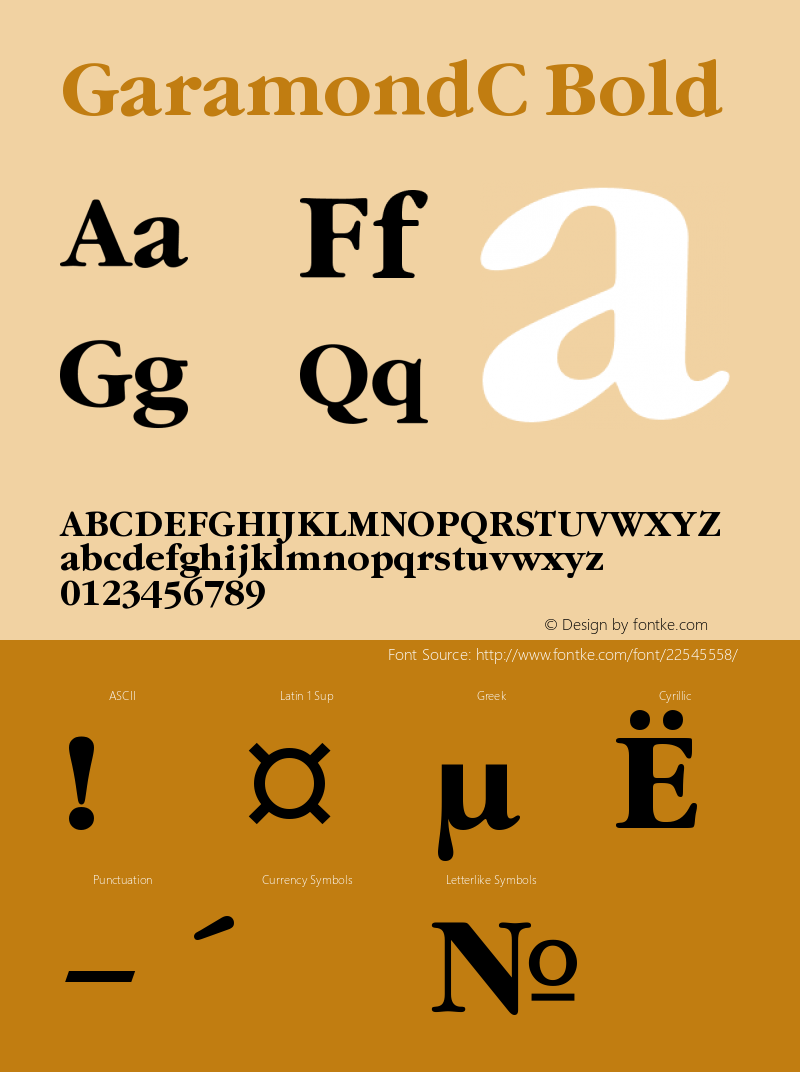 GaramondC Bold Version 001.000 Font Sample