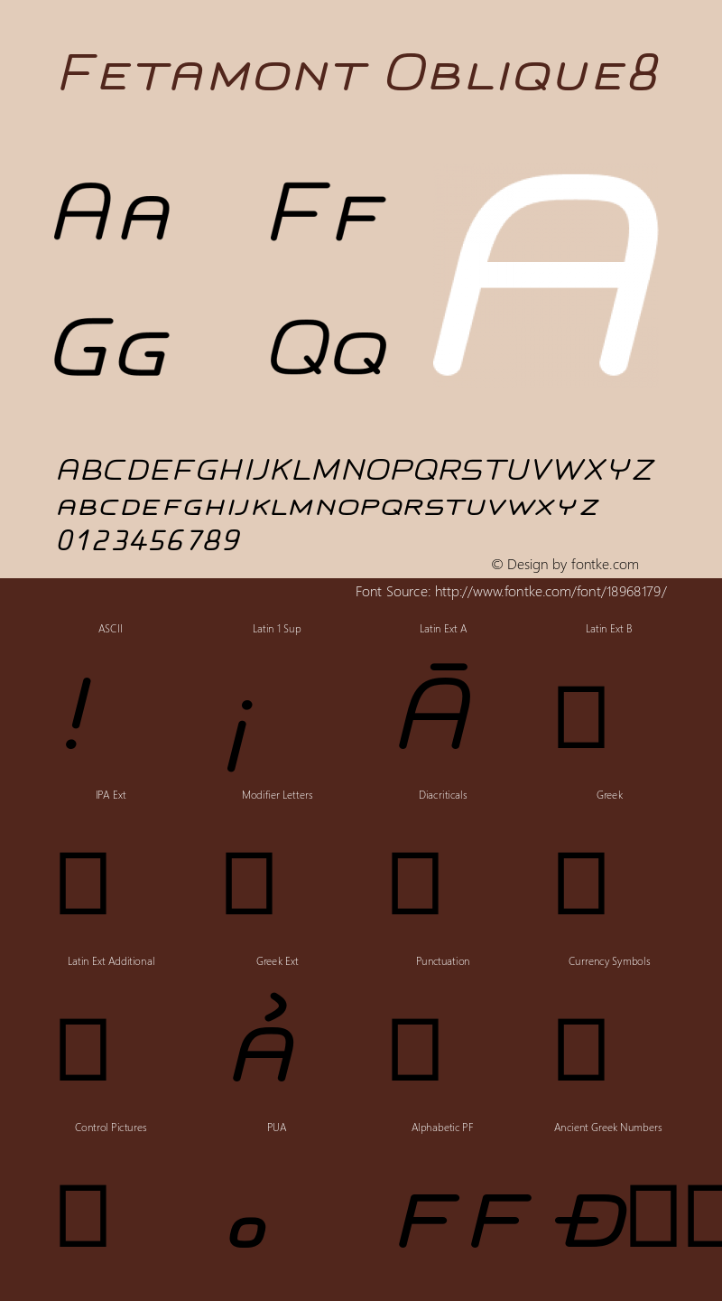 Fetamont Oblique8 Version 001.001 Font Sample