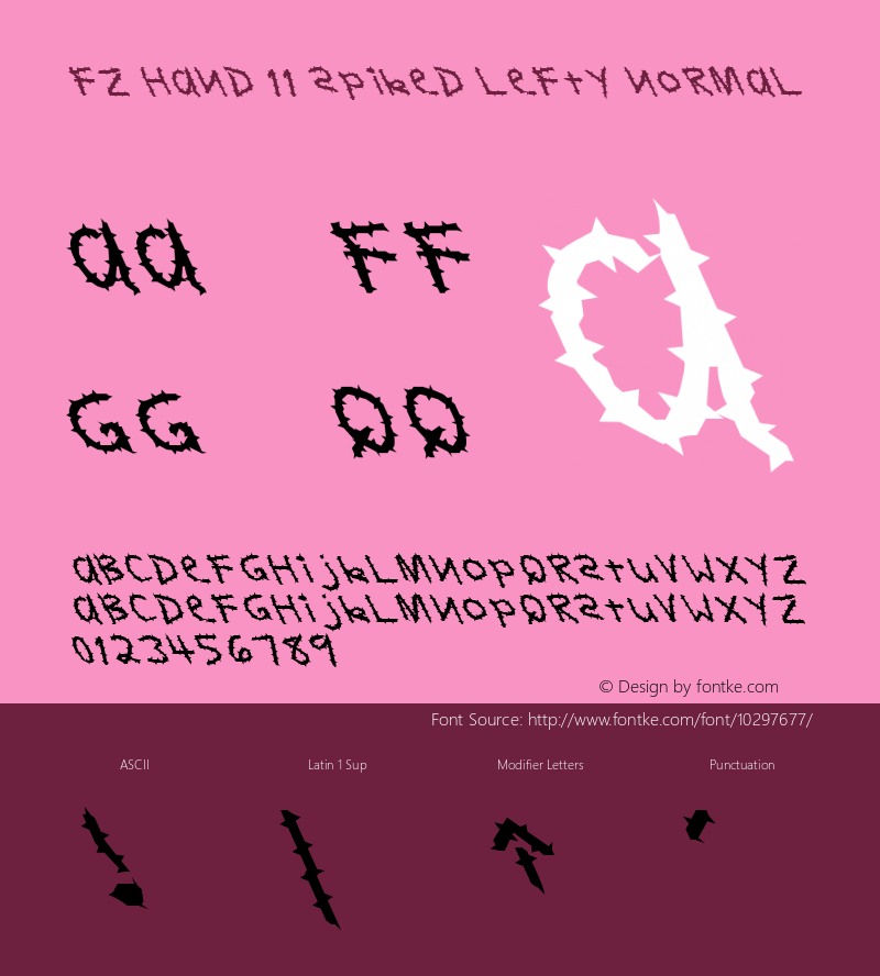 FZ HAND 11 SPIKED LEFTY Normal 1.0 Tue Feb 01 11:59:54 1994 Font Sample