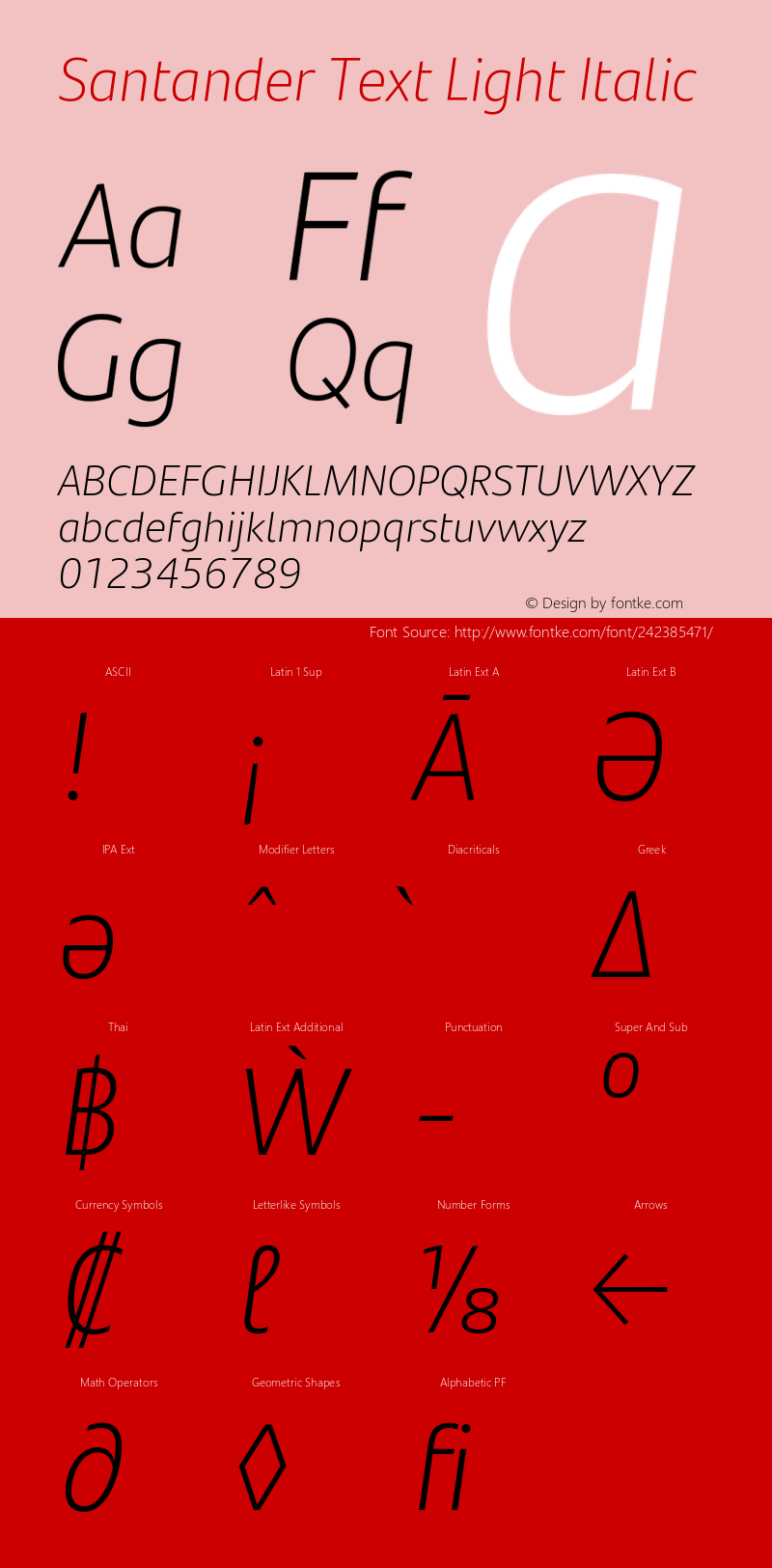 Santander Text Light Italic Version 1.01, build 3, s3图片样张