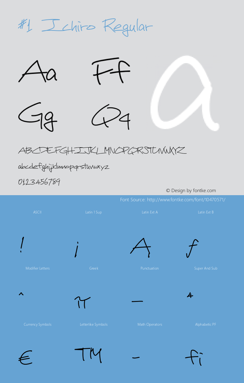 #1 Ichiro Regular Version 1.000 2013 initial release Font Sample