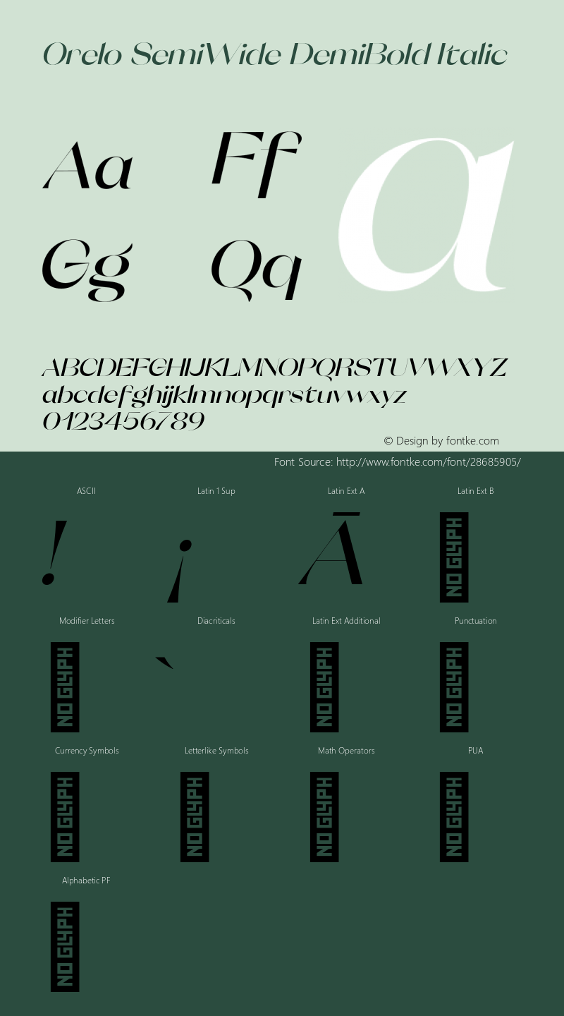 Orelo SemiWide DemiBold Italic Version 1.000;PS 001.000;hotconv 1.0.88;makeotf.lib2.5.64775 Font Sample