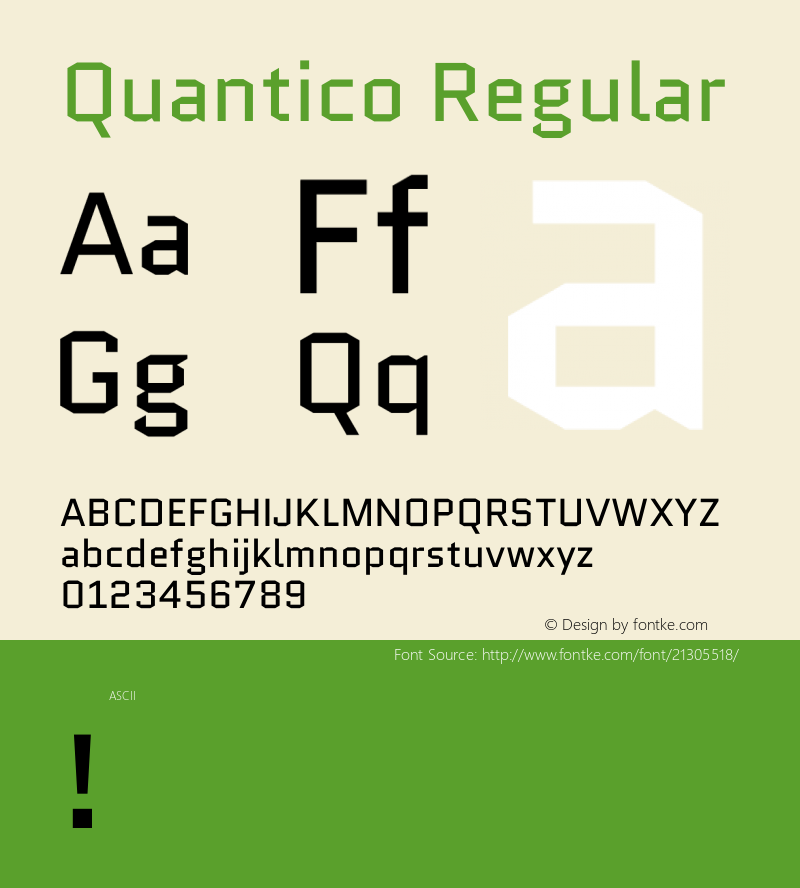 Quantico Regular  Font Sample