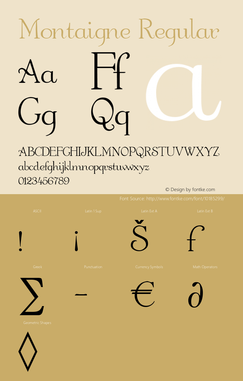 Montaigne Regular Brendel            :18.07.1995 Font Sample