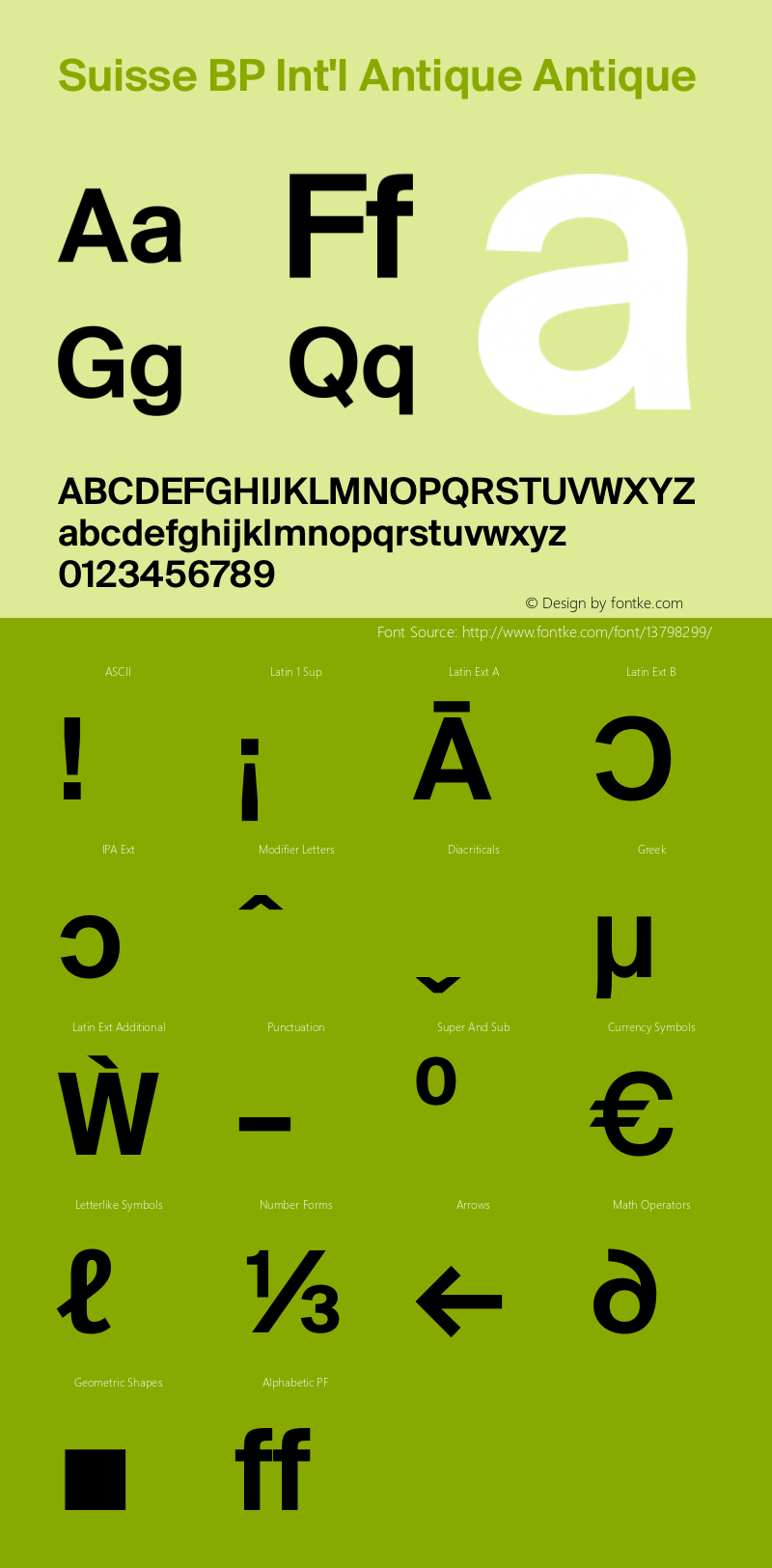 Suisse BP Int'l Antique Antique Version 1.0 Font Sample