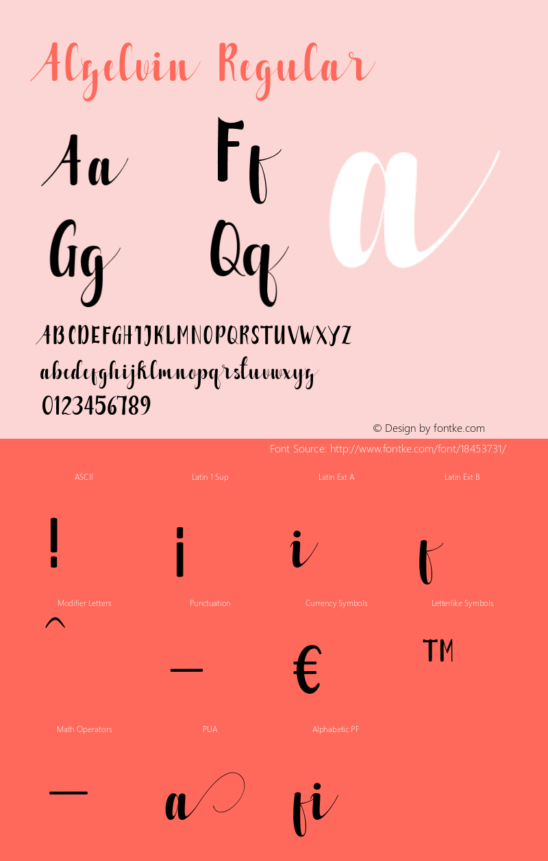 Alzelvin Regular Version 1.000 Font Sample