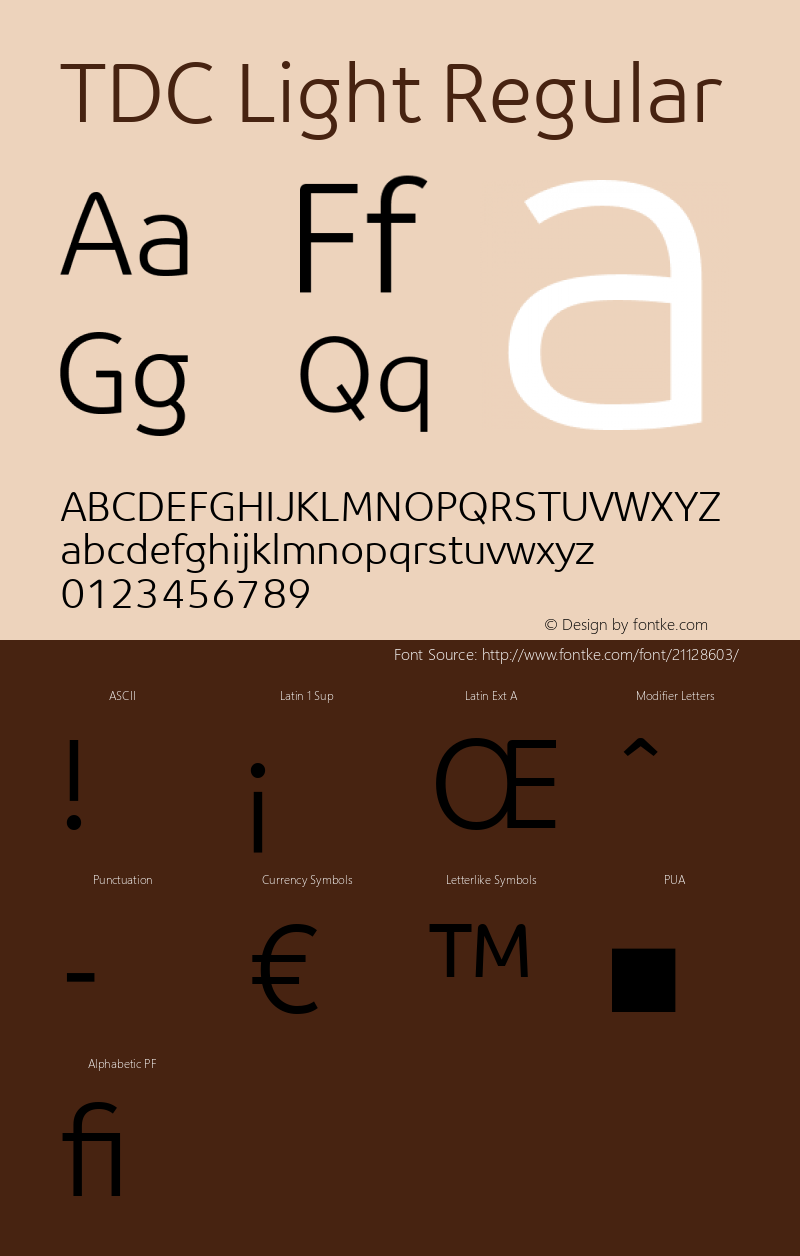 TDC Light Regular Version 1.00 Font Sample