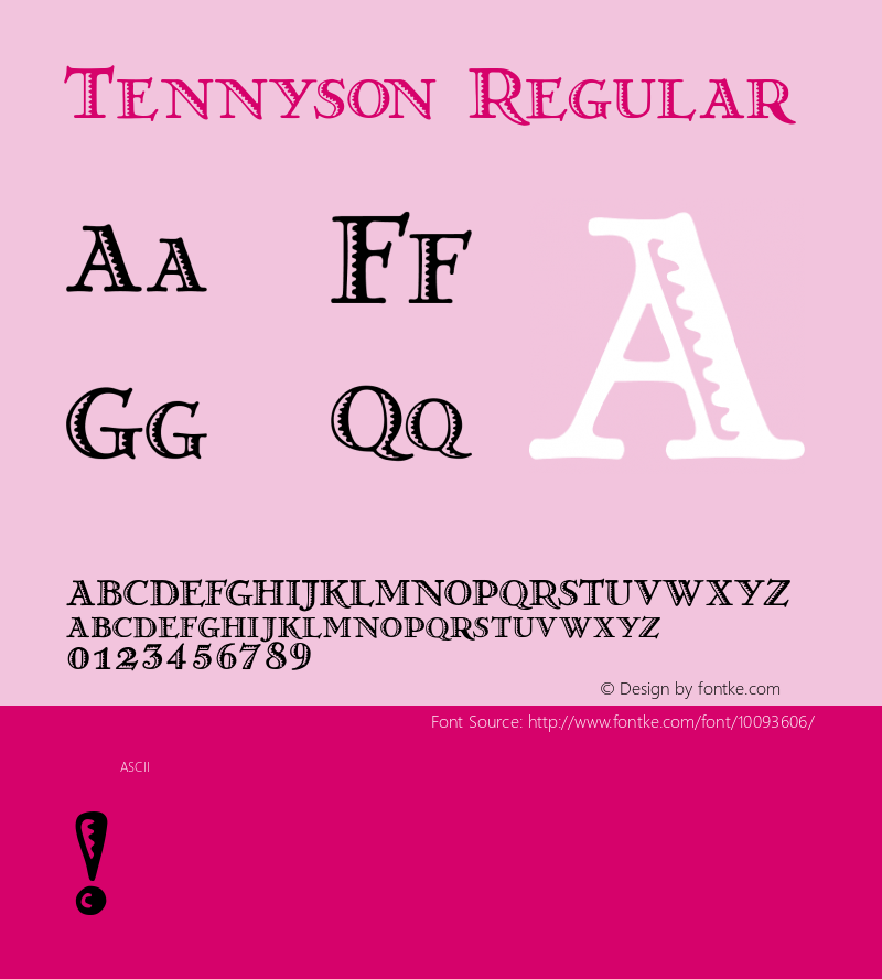 Tennyson Regular Unknown Font Sample