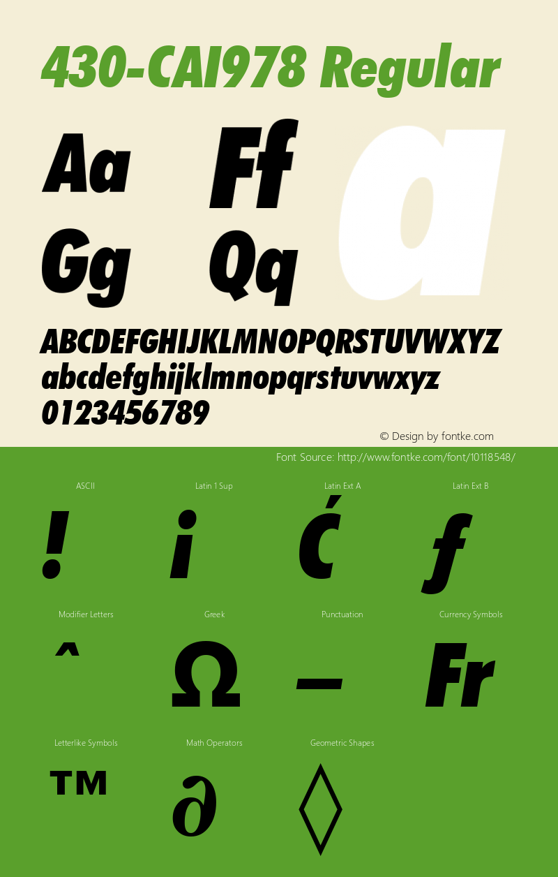 430-CAI978 Regular Version 1.00 December 28, 1998, initial release Font Sample